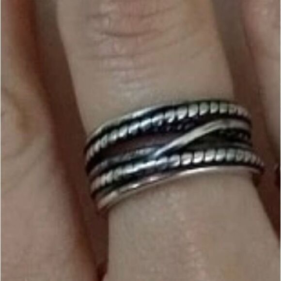 The Boho Weave Ring wide band adjustable in 925 silver - Picture 7 of 9